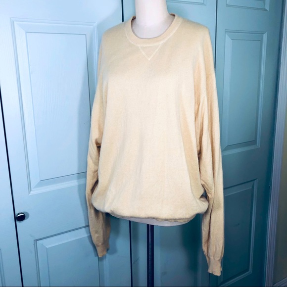 Club Room CR 💯 Cashmere Oversize Sweater Light Yellow Size XL - Picture 2 of 10